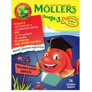 Moller's Omega-3 Kids Ζελεδάκια με Ω3 Λιπαρά Οξέα για Παιδιά με γεύση φράουλα 36gummies